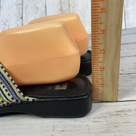 Viintage Beaded Embroidered Thong Square Toe Leather Sandal - Picture 11 of 14